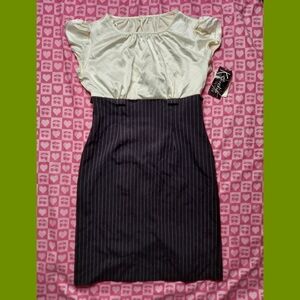 Vintage Black and white pin stripe women's classy dress